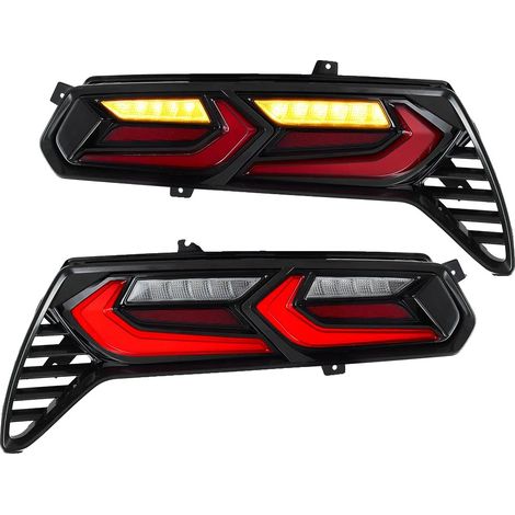 Gruppo fanale posteriore, compatibile con Chevrolet Corvette C7 14-19, indicatori di direzione sequenziali a LED, design impermeabile, rosso trasparente (1/2)