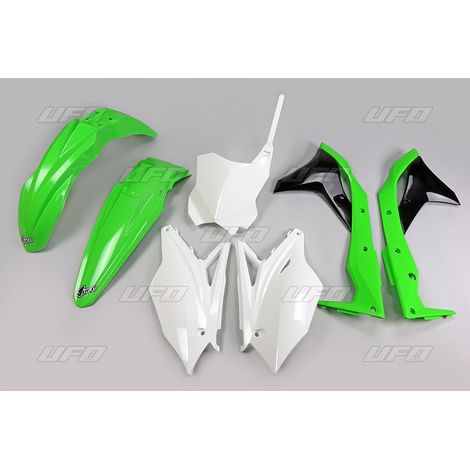 KIT DI PLASTICA UFO PER KAWASAKI KXF 250 '17 COLORE ORIGINALE (VERDE/BIANCO/NERO) (KA224E999)