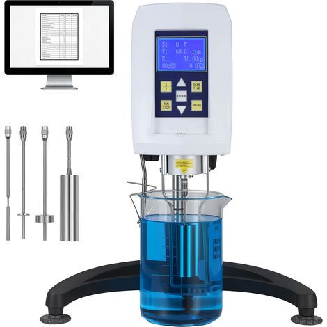 Mophorn Viscosimetro rotativo digitale per laboratorio, tester di viscosità con intervallo 10–100000 mPa·s, precisione ±2%, alimentazione 100–240 V, dotato di sonda a 4 pin e display LCD (1/5)