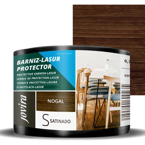 JOVIRA PINTURAS Vernice - Lasur protettiva satinato a base d'acqua. Protegge, decora e impreziosisce tutti i tipi di legno. (375 Millilitri, Noce) (1/4)