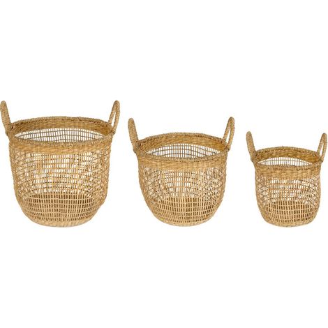 ANDREA HOUSE AX22212 Set de 3 cestas de fibra vegetal beige - ref: AX22212