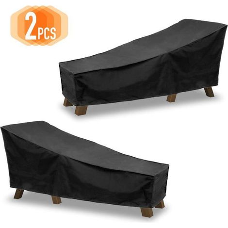 Housse De Transat D Extérieur - Polyester 100 - Protection Anti UV Et Impermeable - Pour Chaise Longue De Patio - Lot De 2 (1/5)