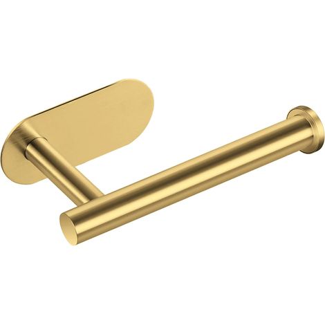 Soporte para papel higiénico autoadhesivo, base ovalada, ideal para la cocina, el baño y el aseo (dorado). (1/5)