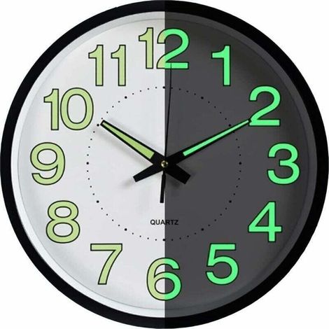 Horloge Murale à Gros Chiffres - Moderne à Quartz Silencieuse sans Tic-tac - Cadran Fluorescent pour Salon, Cuisine, Bureau, Chambre