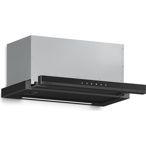Klarstein Velaire Hotte Aspirante 60cm, Hotte à Tiroir Design, 896 m³/h, Classe A++, Commandes Tactiles, LED, Filtre Charbon, Silencieuse, Hotte Cuisine Aspirante, Noir (1/5)