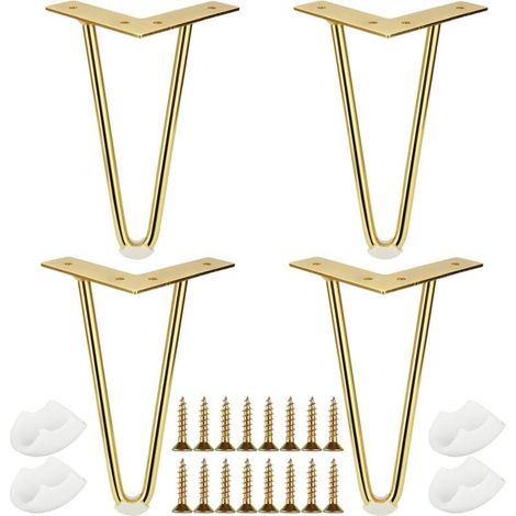 Set of 2 Gold Furniture Legs 20cm Hairpin Table Legs with Screws and Rotatable Feet Gold Metal Table Legs Coffee Table Legs Furniture Legs for Desk Cabinet DIY Projects (1/5)