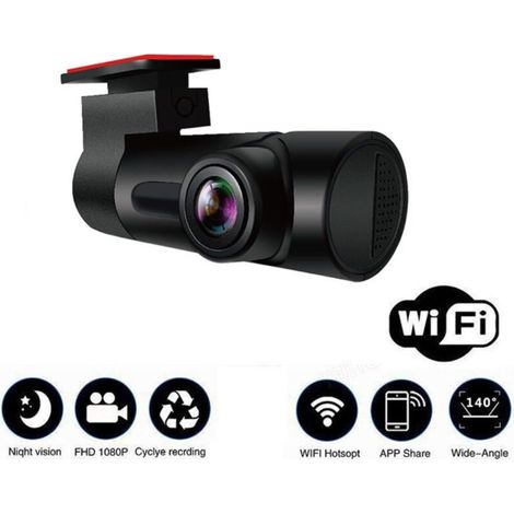 Full HD 1080P WLAN-Autokamera, Autokamera ohne Bildschirm, 140° Weitwinkel, Dashcam mit Loop-Aufnahme (1/4)