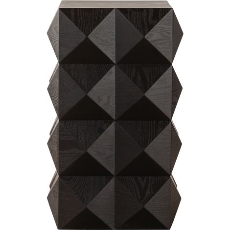 Mesa auxiliar retro negra de 60 cm con relieve 3D, MDF y madera (1/5)