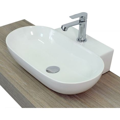 Lavabo sospeso e/o appoggio monoforo 57x40x13,5cm bianco Mues Wisig