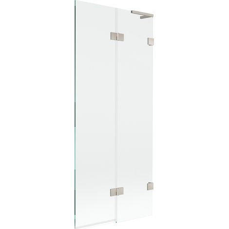 Mexen Lunar L Badewannenwand 2-flügelig rechts 80 x 150 cm, transparent, gebürstetes Nickel - 897L-080-100-97-00-P (1/5)