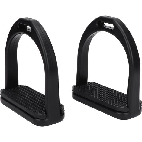 2 étriers en plastique haute résistance avec coussinet en caoutchouc noir antidérapant - Accessoires pour chevaux (petit format) (1/5)
