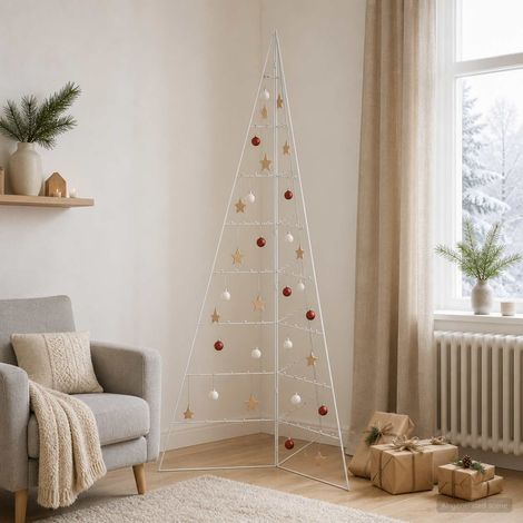 vidaXL Árbol de Navidad de metal KUOPIO 210 cm Acero Blanco (1/5)