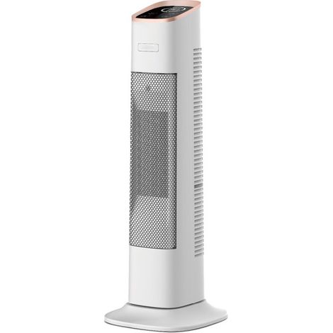 Termoventilatore ceramico verticale 2000w bl/gold c.remoto 2potenc.3func.termost.reg.oscilante antivolco temporiz. 62x23,5x23,5cm