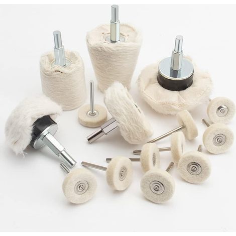 Disque de polissage pour perceuse Accessoire de polissage 15 pièces Kit de brosses Cône de polissage Tampon de récupération de polissage Rou (1/5)