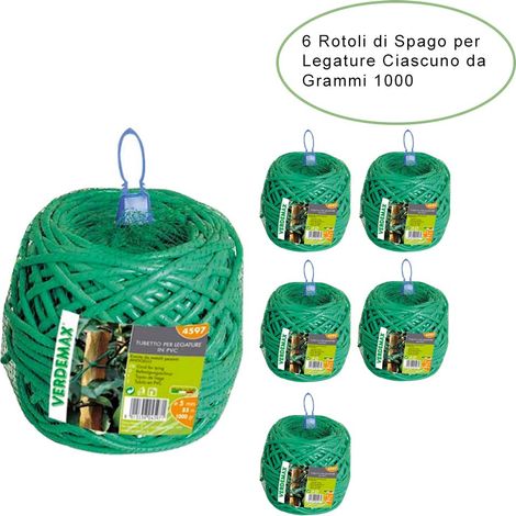 6 rotoli per legature da giardino pvc ciascuno da grammi 1000 diametro 5 mm