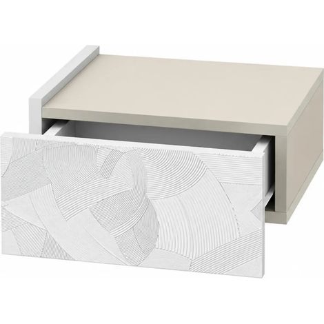 Comodino sospeso Onda con cassetto e luci integrate 40 cm bianco e cashmere (1/5)