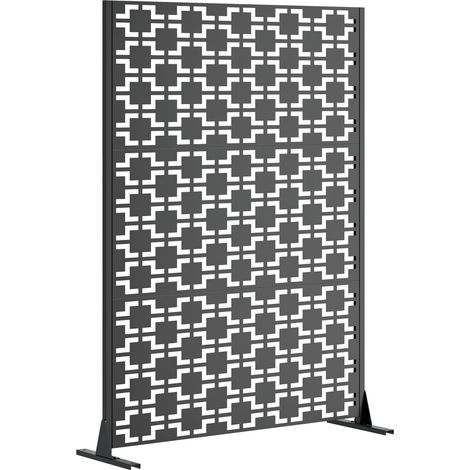 Paravento privacy da esterno in metallo nero 183 x 116 cm con base stabile (1/5)