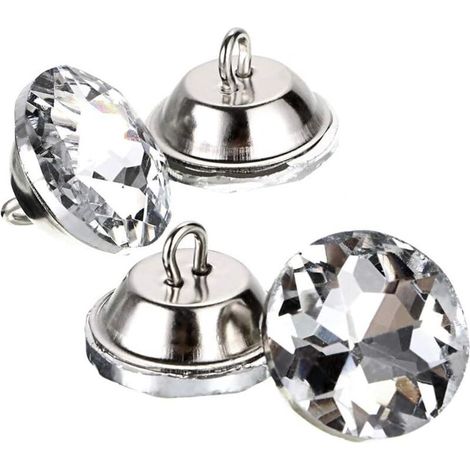 Un lot de 50 boutons en cristal clair taillés en diamant de 20 mm avec anneaux, adaptés aux travaux manuels et à la décoration tels que la couture, le matelassage de canapés et le rembourrage de tête (1/4)