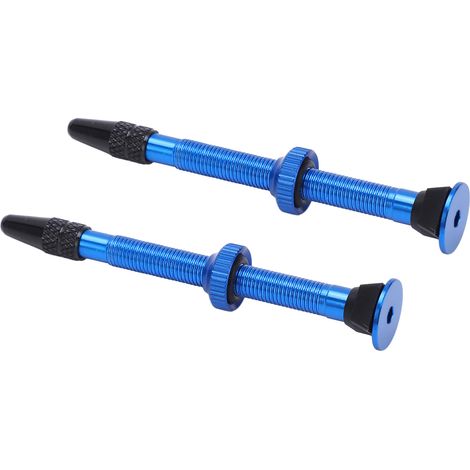 Lot de 2 valves Presta tubeless 60 mm en alliage léger pour VTT et vélo de route (bleu) (1/5)
