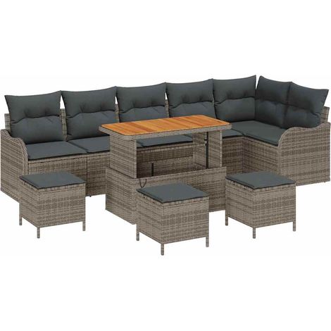 Maison Exclusive - Garten-Sofa-Set mit Kissen mit Speicher 10 pcs