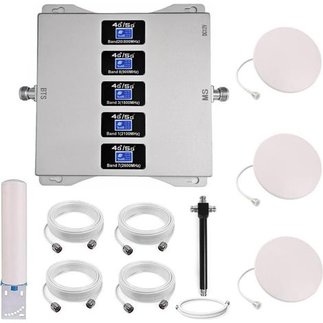 Amplificateur Reseau Mobile Amplificateur GSM 5 Bandes  Améliorez 2G/3G/4G/partie 5G, Trois Antennes D'intérieur (1/5)