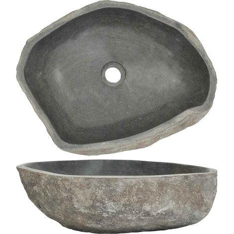Lavabo en pierre de rivière Ovale (45-53)x(34-41) cm