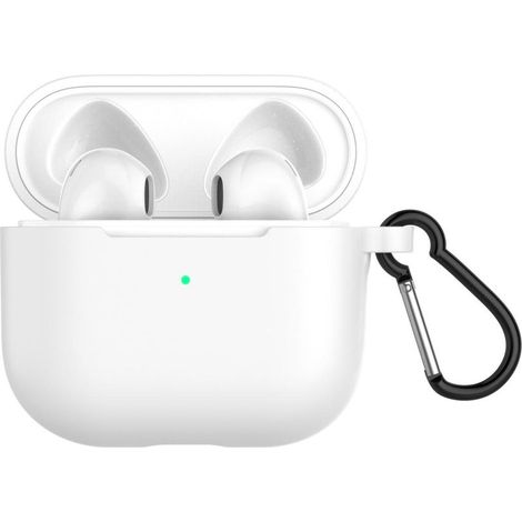 Silikonhülle kompatibel mit iPhone 3 (2021), vollständige Schutzhülle für kabellose Kopfhörer, stoßfeste Hülle mit Karabinerhaken (1/5)