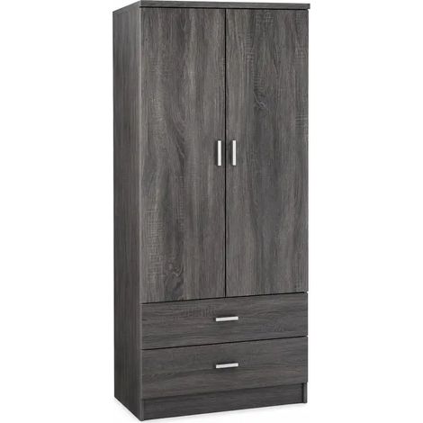 Armario Ermes Wenge 80 x 52 x 190 cm con 2 puertas y 2 cajones