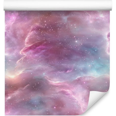Papel pintado Galaxia en acuarela en tonos morado, violeta y rosa empolvado, 50x1000 cm. (1/5)