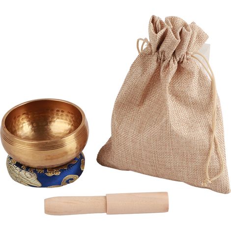 Lot de bols chantants pour méditation avec coussin, maillet et sac de rangement, bol sonore artisanal du Népal (1/5)