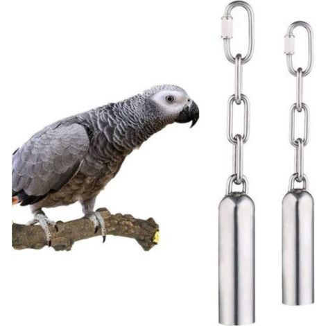 Jouets de Cloche en Acier Inoxydable pour Les perroquets 2 pcs, Jouet de clochettes en Acier Inoxydable avec Un Son Doux pour Perroquet Macaw Africain Greys Cockatoo Perruche Cockatiels