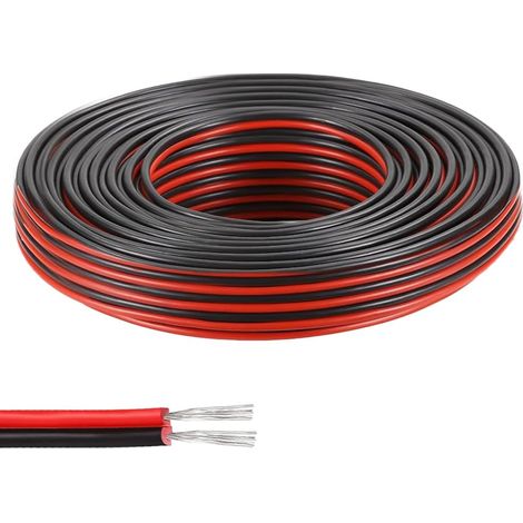22AWG Fil électrique, 30M 2 fils 0,3mm² 2 Toronné Cuivre Étamé Rouge Et Noir Cable Electrique Souple Rallonge Câble Cordon 12V pour Bande LED Câble électrique (1/5)