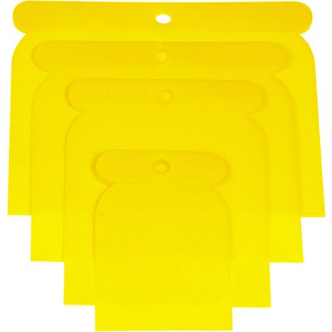 Haromac 38304004 - Set di 4 spatole in plastica, 50-75-100-120 mm, flessibili e resistenti agli acidi