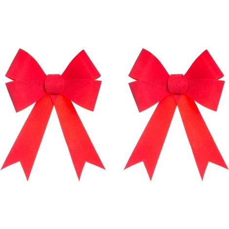 Lot de 2 Nœuds Déco "Soir de Noël" 17cm Rouge