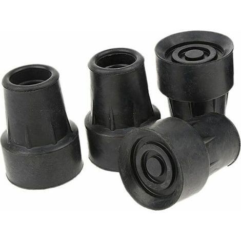 4er-Pack Standard-Spazierstockspitzen mit rutschfester Oberfläche, schwarze Gummispitzen – 19 mm (1/5)