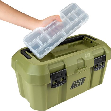 Boîte à outils en plastique vert TAYG 46, 499x279x254 mm