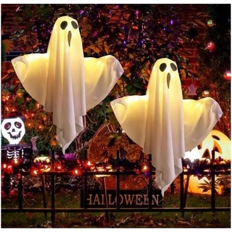 Décoration Halloween - Non spécifié - Fantômes Suspendus - 2 Pcs - Lumières LED - 20 Pouces (1/4)