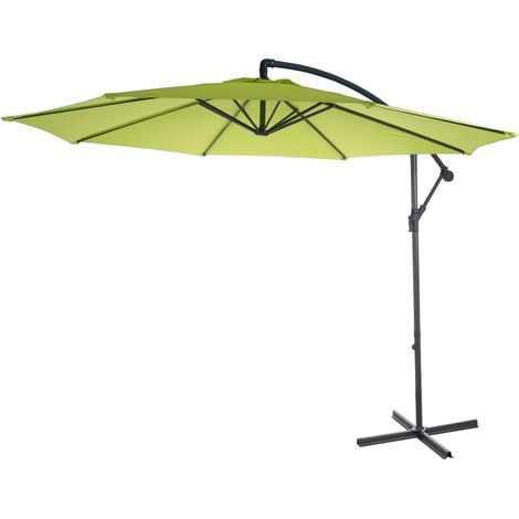 Sombrilla de protección solar desplazada Ø 3m inclinable poliéster/acero 11kg verde lima sin soporte 040000950