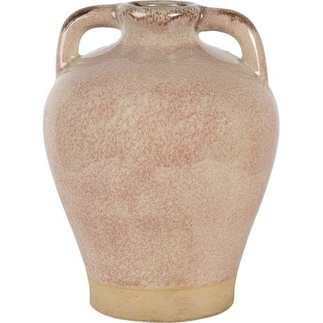 Vase Décoratif en Céramique avec Anses Style Romantique Rose Beige 19 x 25 cm - PANGIVO (1/4)