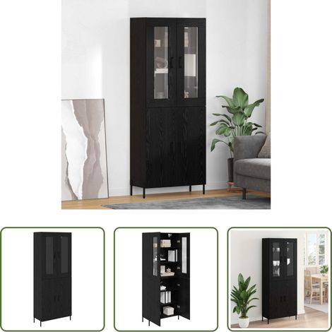 vidaXL Wandmontage - Highboard Schwarz Eichen-Optik 69,5 x 34 x 180 cm Holzwerkstoff (1/5)