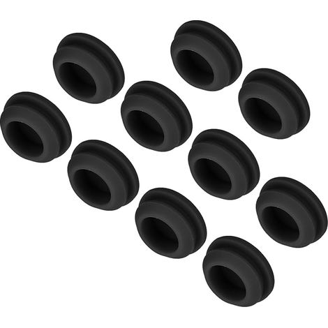 10 x Hole Cover Furniture Caps Silicone 15 mm Mounting Diameter Black Narrow Groove Width 2 mm Round Panel Seal for Kitchen Partitions, Sealing Plugs (1/5)