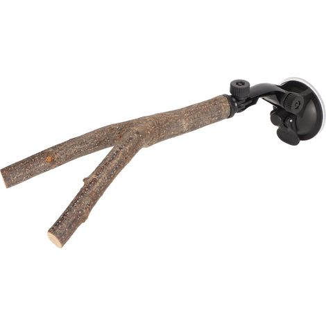 Jeffergarden Support de perchoir pour branches d'oiseaux, entranement interactif, anti-glissement, perchoir en bois avec ventouses pour oiseaux de petite et moyenne taille, 20 cm (1/5)