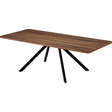 Mesa de comedor extensible 160/200/240 x 90 cm MDF color nogal para 6-10 personas (1/5)