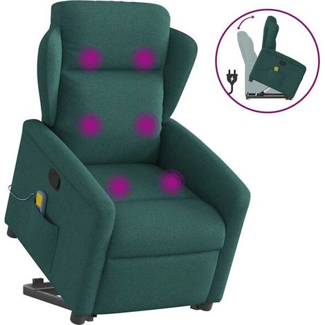 Chaise de massage ergonomique avec tissu en similicuir vert foncé – Fonction chauffage, rouleaux à compression, 3 modes de massage, réglage inclinaison & intensité (1/5)