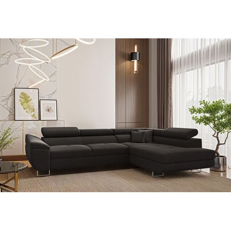 Ecksofa Schlafsofa Sofa CARMELO in Stoff Nova Grafit Ottomane Rechts (1/4)