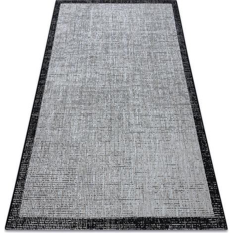 TAPPETO DI SPAGO SIZAL FLOORLUX 20401 Telaio argento / nero grey 140x200 cm