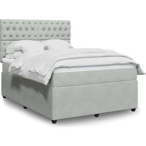 Boxspringbett mit Matratze Hellgrau 160x200 cm Samt