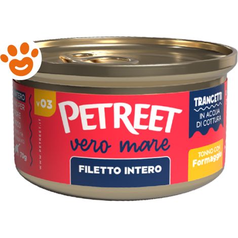 Petreet Vero Mare Cat Adult Filetto Intero di Tonno con Formaggio - Lattina 70 Gr -