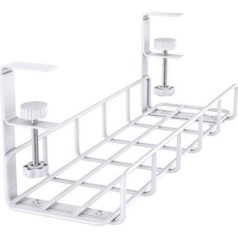 MUMU Under Desk Metal Tray for Cable Management and Power Strips (White) (1/4)