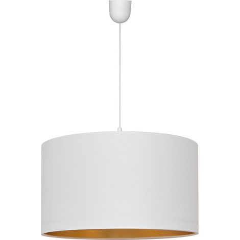 Helam ALBA Plafonnier Suspension Cylindrique Blanc, Or 45cm
